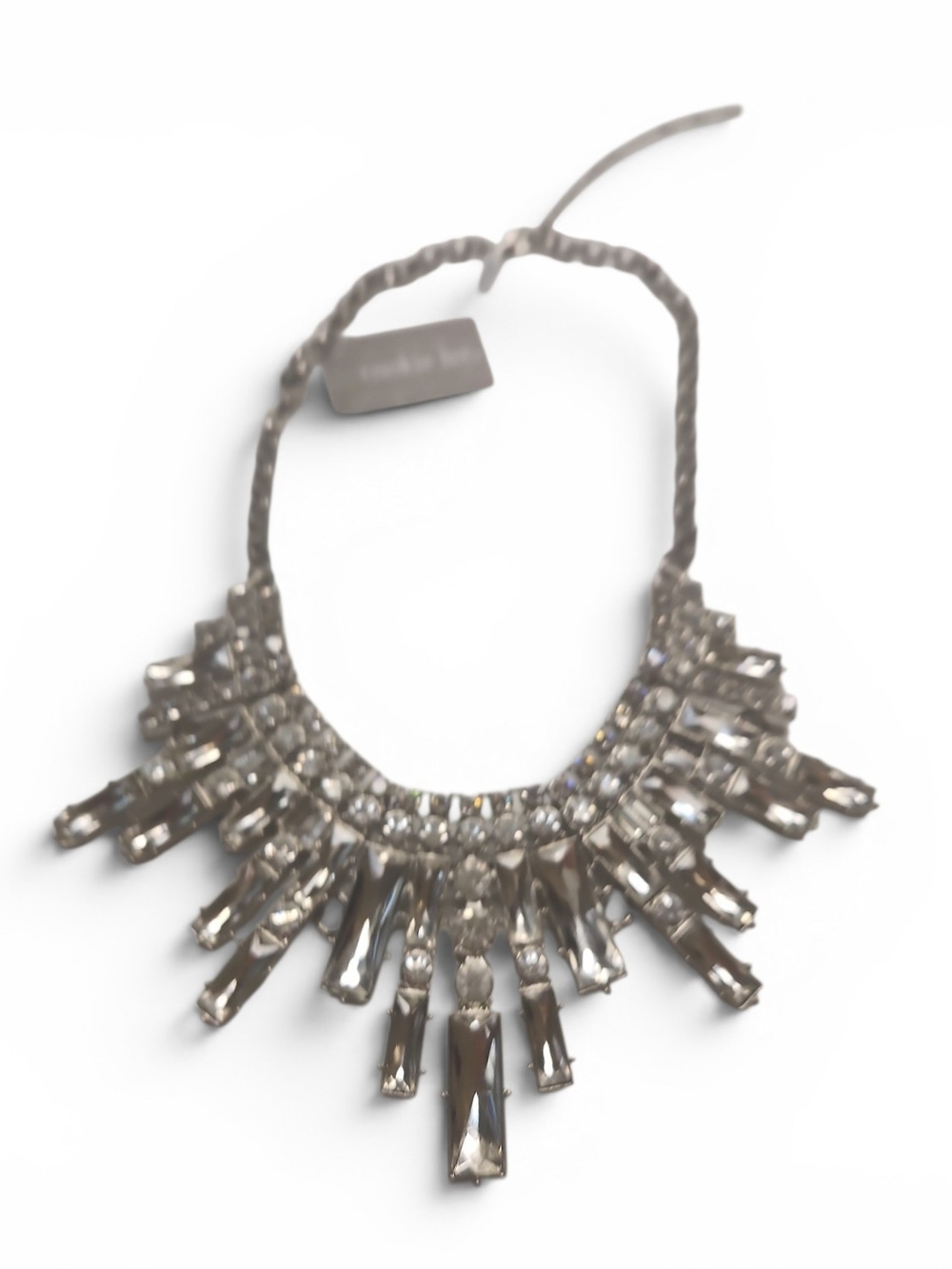 NWT Vintage Cookie Lee "Notice Me" Clear Crystal Rhinestone Statement Necklace